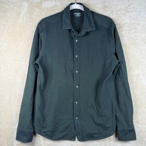 UNTUCKit Mens M Slim‎ Fit Pique Knit Button Down Shirt Forest Green Long Sleeve